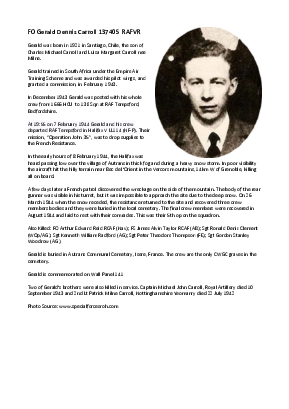 A preview of a PDF biography for Carroll, Gerald Dennis